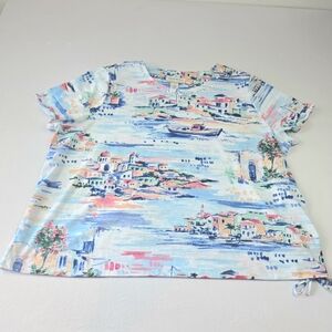 Alfred Dunner Pastel Coastal Print Tee with Stud Detail